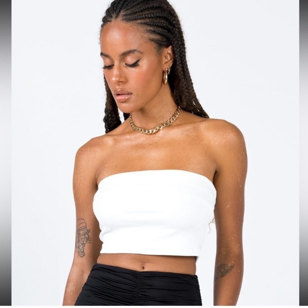 Princess Polly White Strapless Crop Top